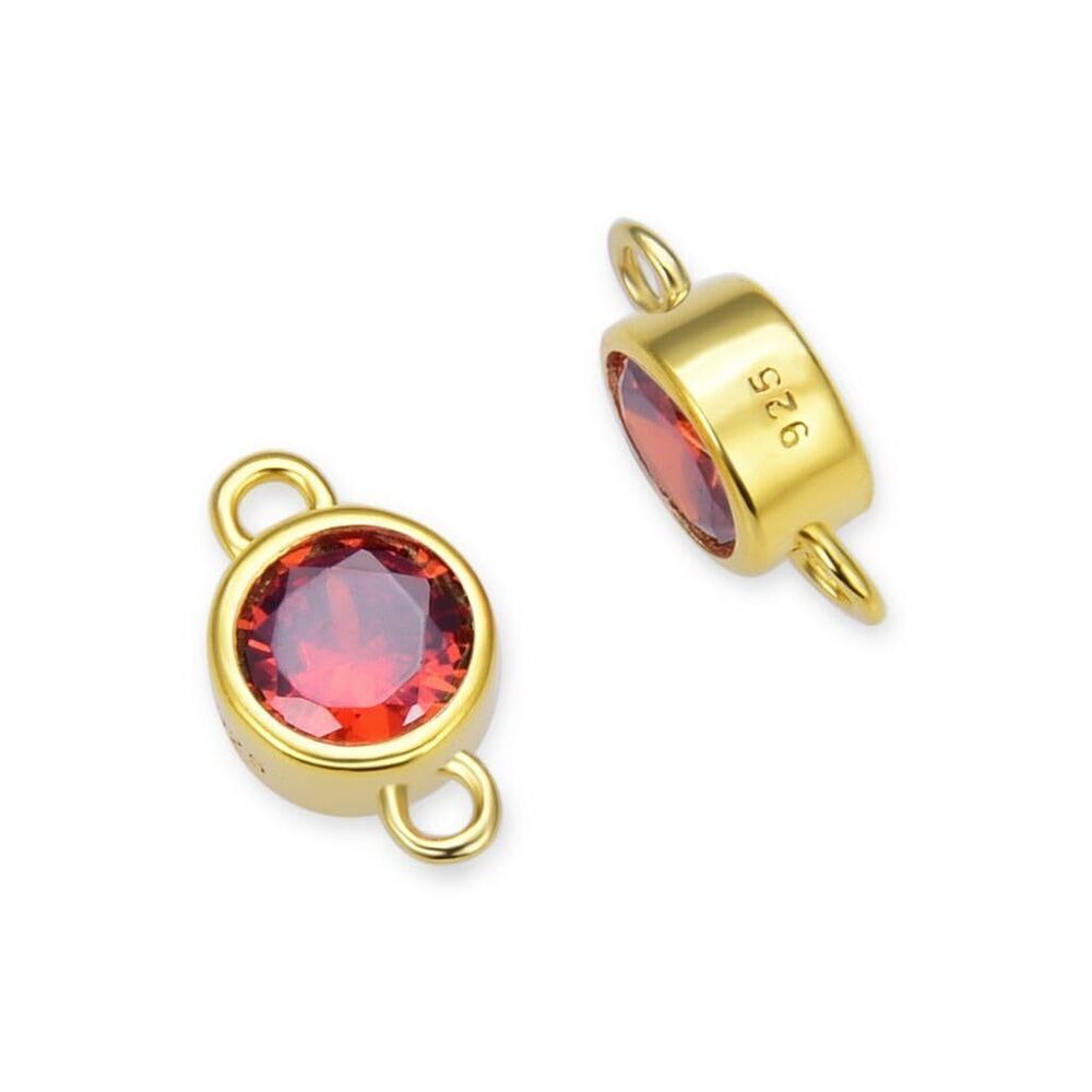 5032 4pcs Adabele Real Gold Plated Sterling Silver January Birthstone Link
